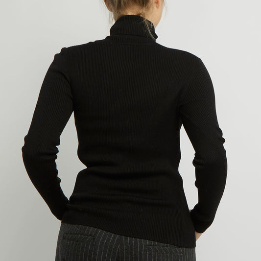 Ribbed Polo Neck Top - UK 10