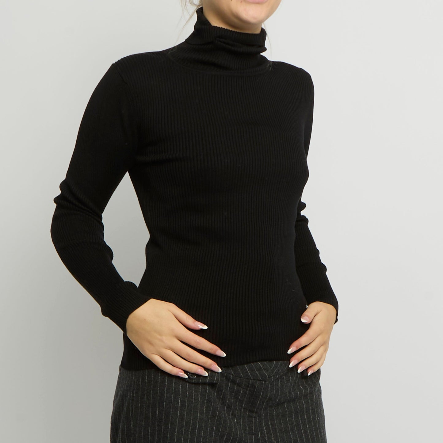 Ribbed Polo Neck Top - UK 10