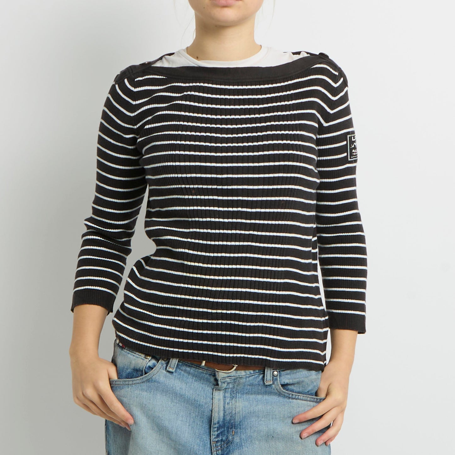 Ralph Lauren Scoop Neck Ribbed Top - UK 10