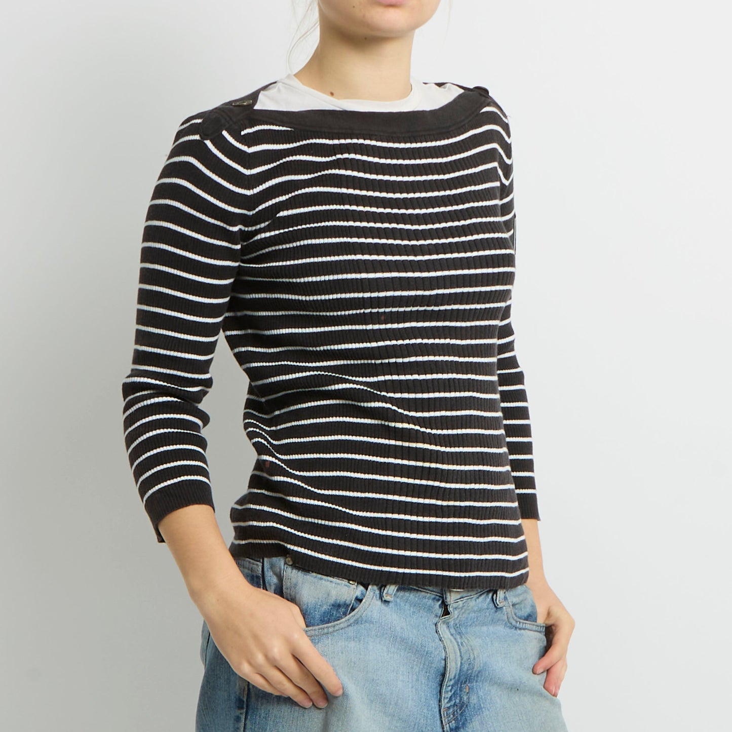 Ralph Lauren Scoop Neck Ribbed Top - UK 10