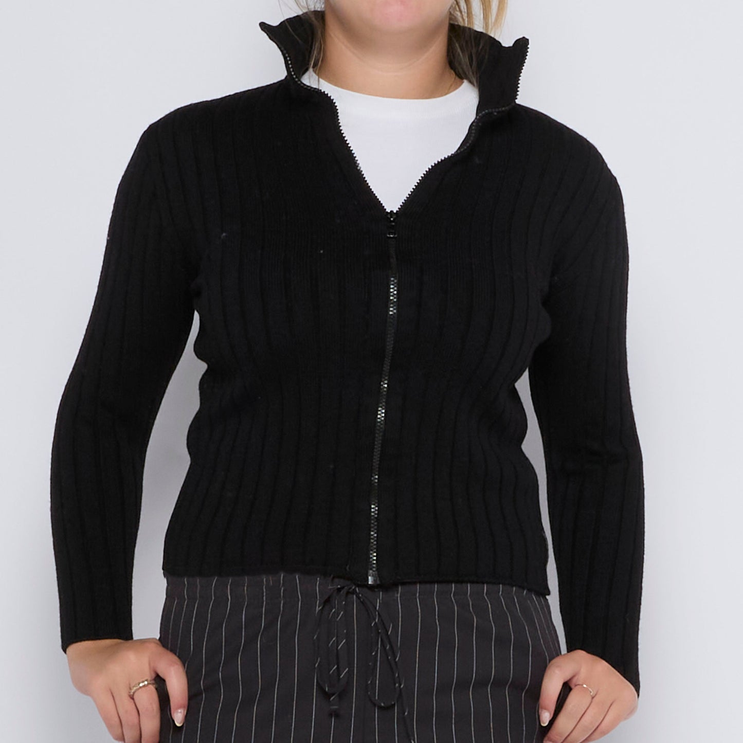 Full Zip Ribbed Heavy Sweater - UK 10