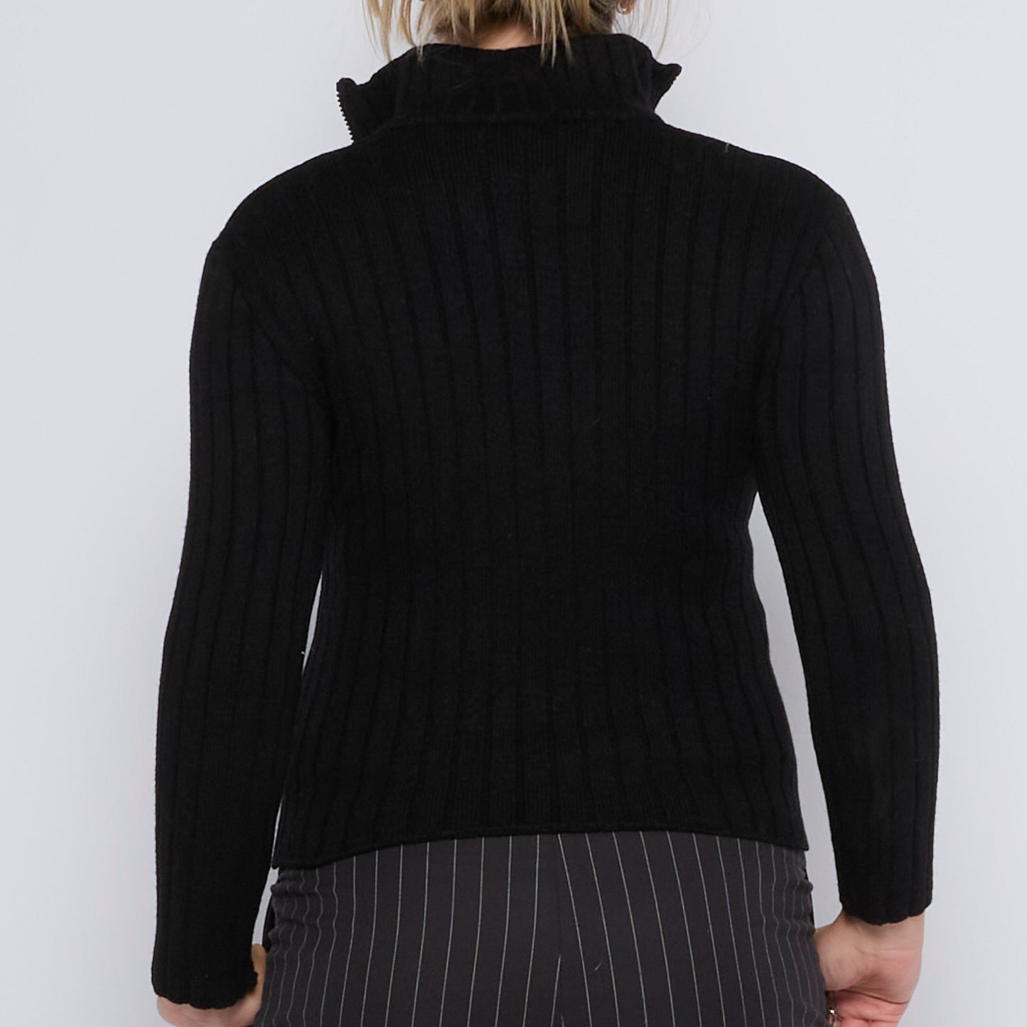 Zip-Up Ribbed Sweater - UK 10