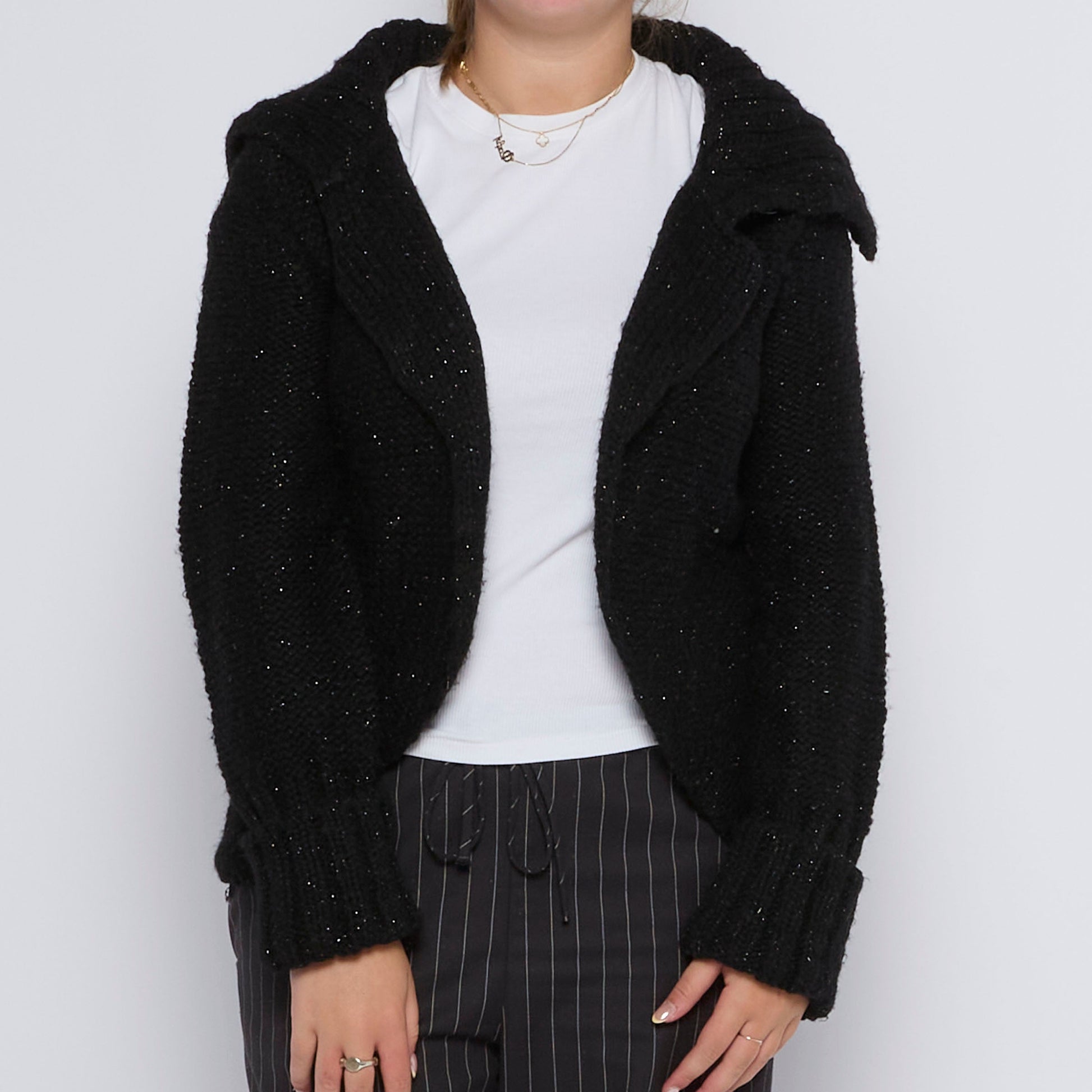 Lurex Heavy Knit Cardigan - UK 10