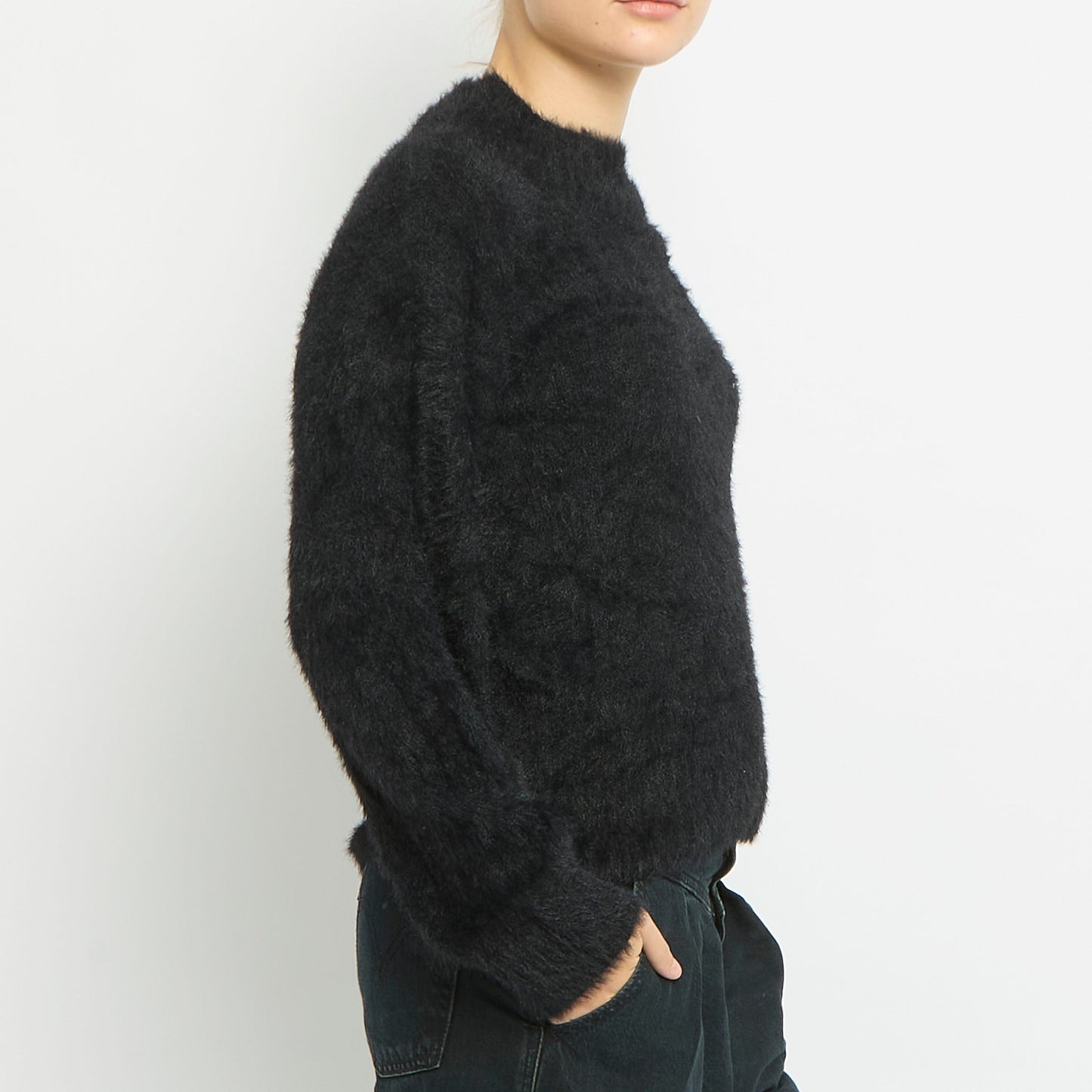 Fluffy Knit Round Neck Sweatshirt- UK 10