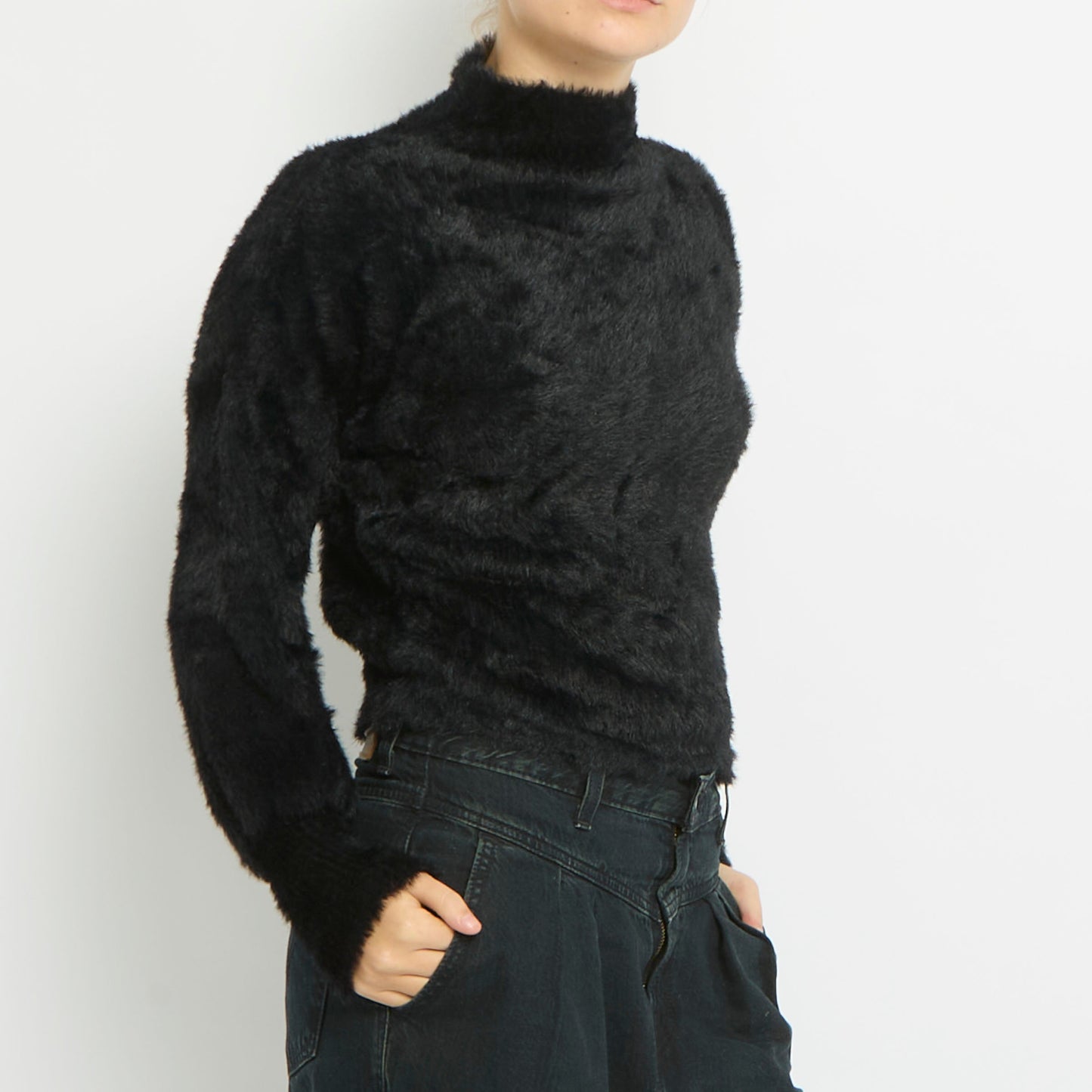 Cropped Fluffy Knitted Jumper- UK 10