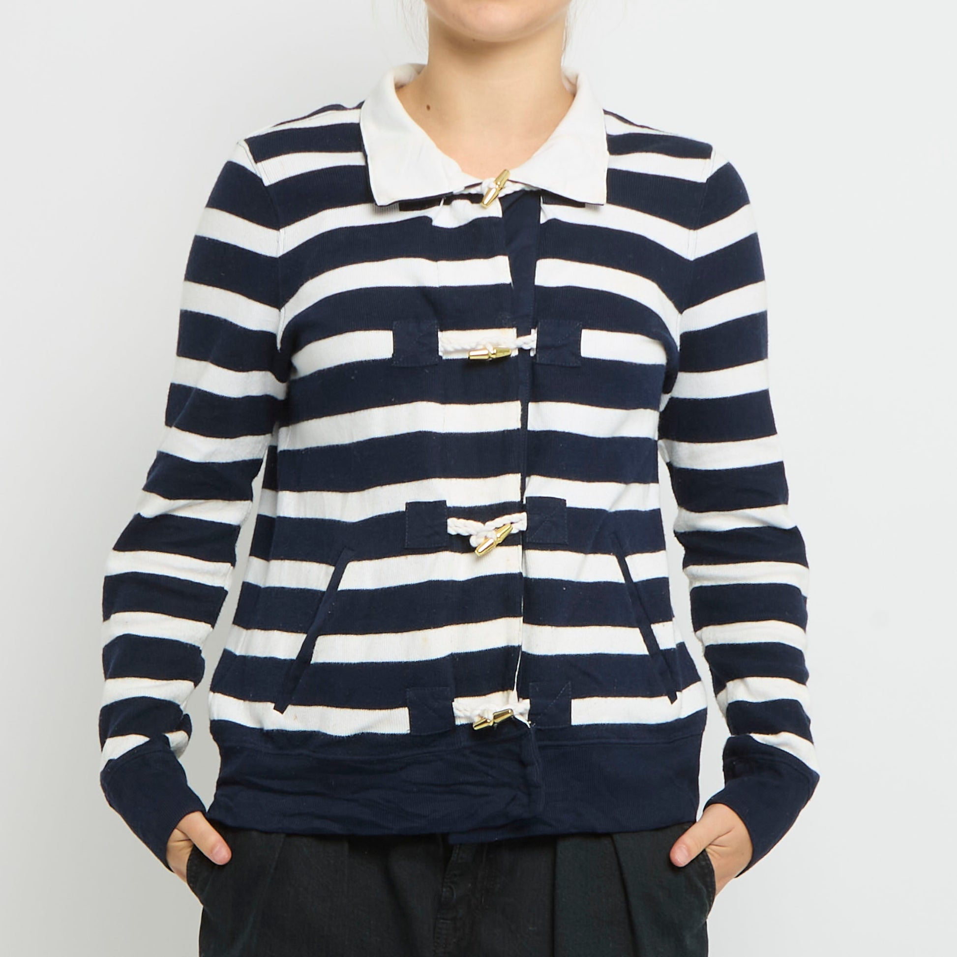 Ralph Lauren Striped Duffle Jacket Style Cardigan- UK 10