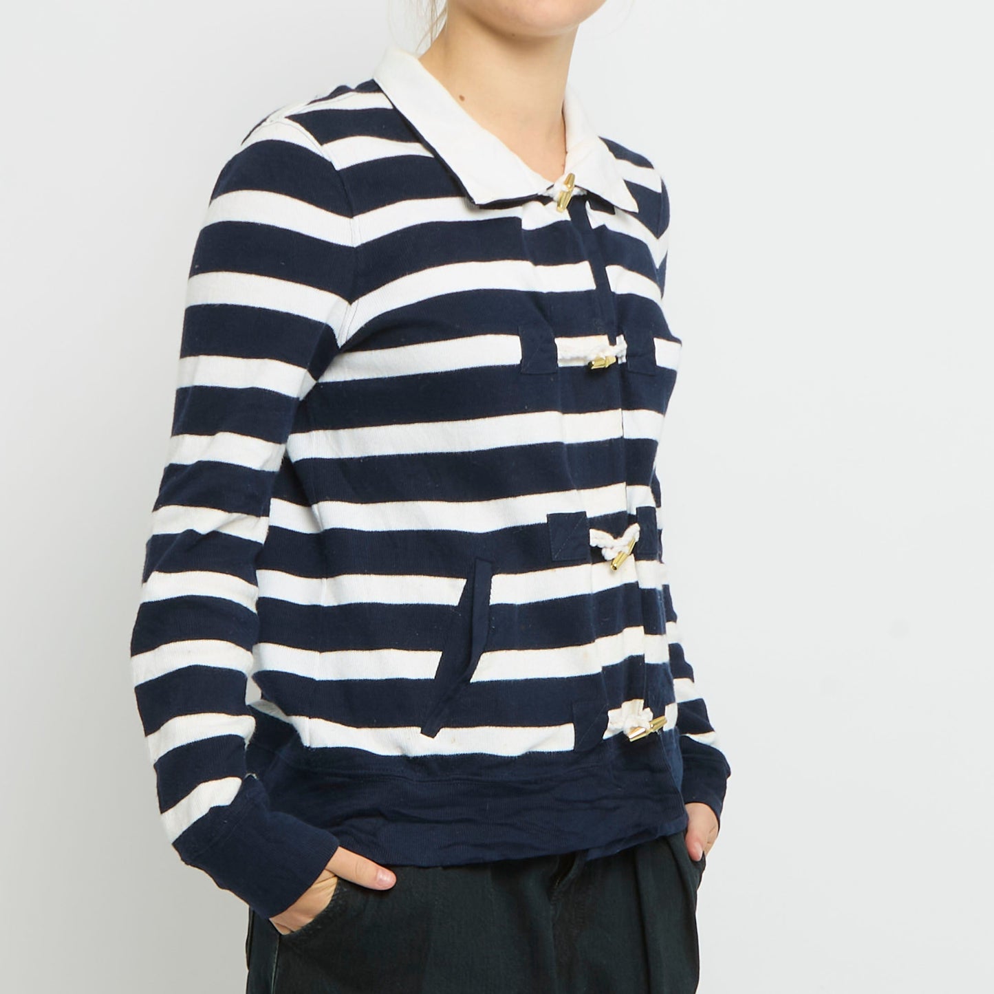 Ralph Lauren Striped Duffle Jacket Style Cardigan- UK 10