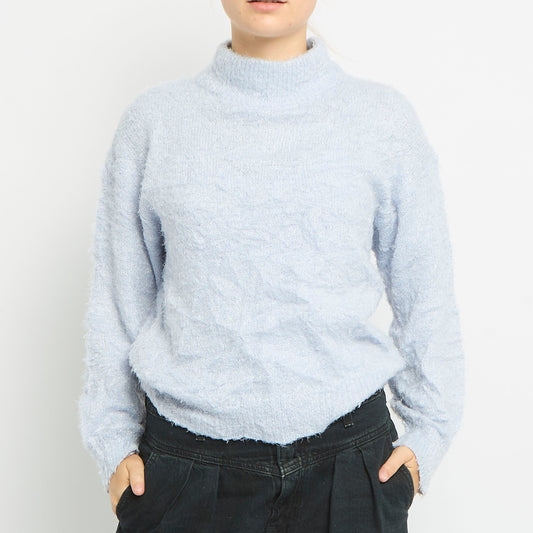 Fluffy Knit Round Neck Sweatshirt- UK 10