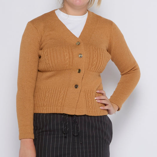 V-Neck Cableknit Cardigan - UK 10