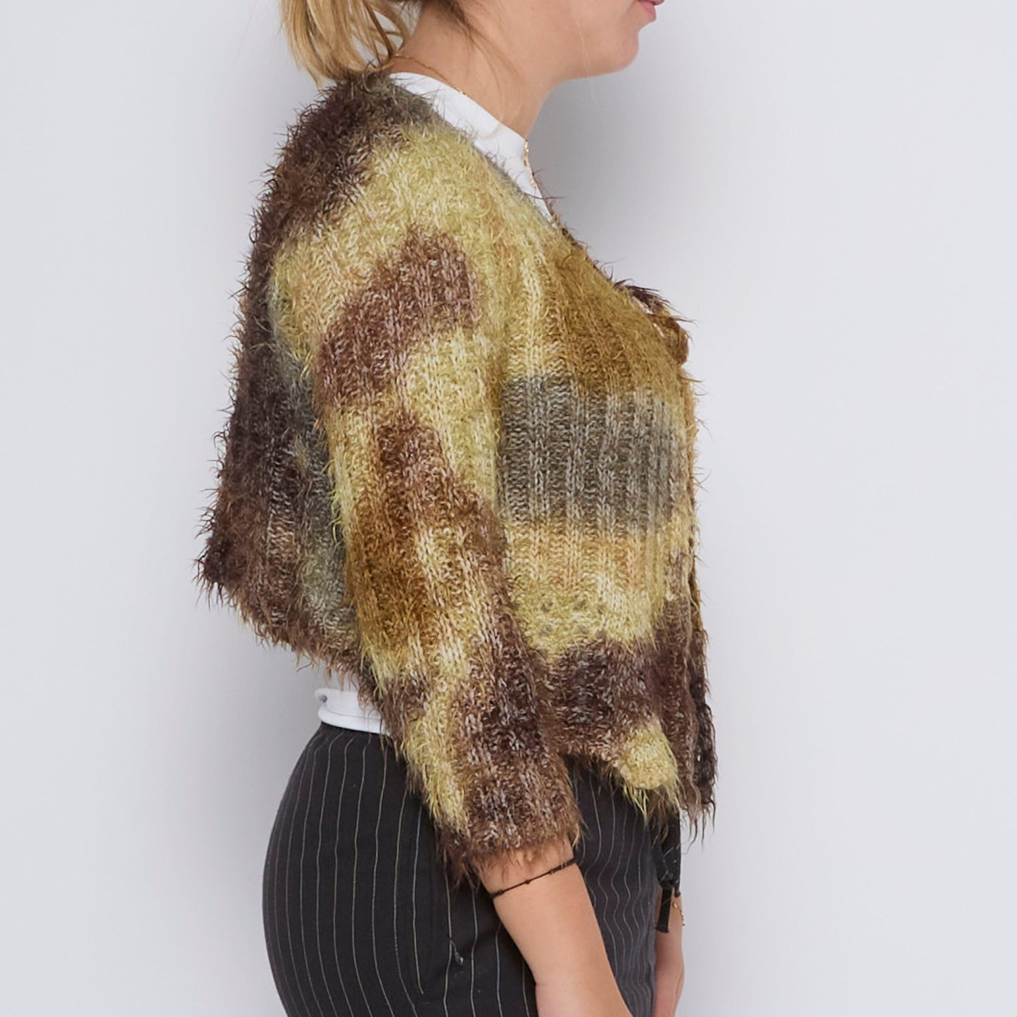 Fluffy Style Ribbed Cardigan - UK 10