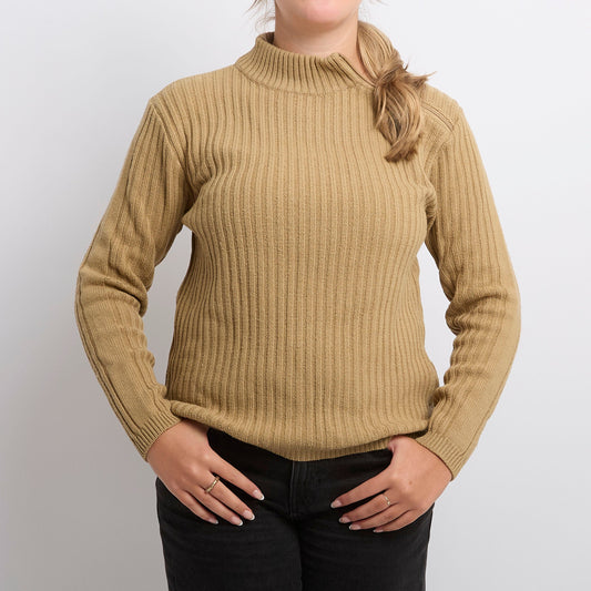 Shoulder Zip Ribbed Sweater - UK 10