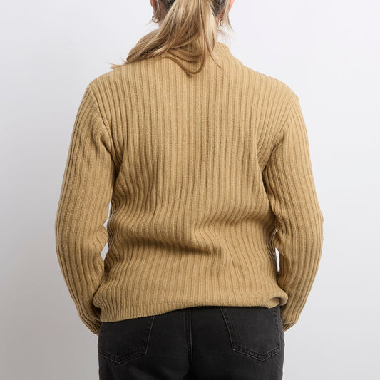 Shoulder Zip Ribbed Sweater - UK 10