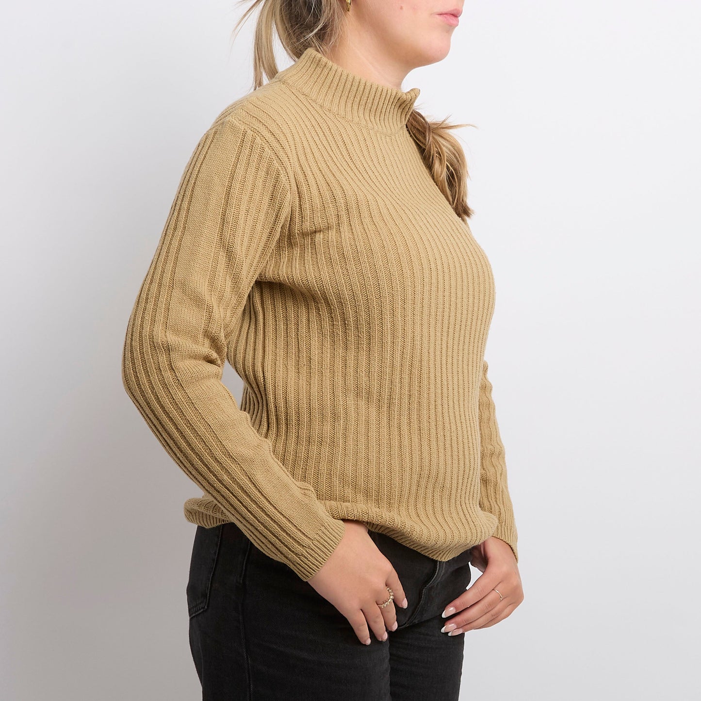 Shoulder Zip Ribbed Sweater - UK 10