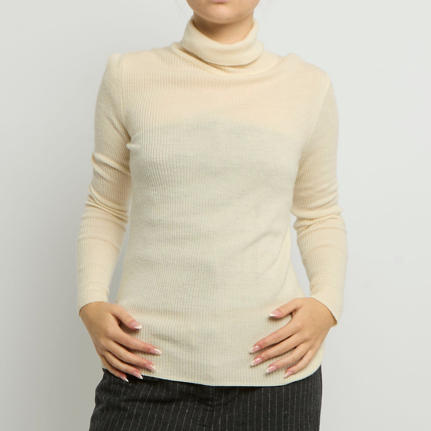 Ribbed Polo Neck Top - UK 10