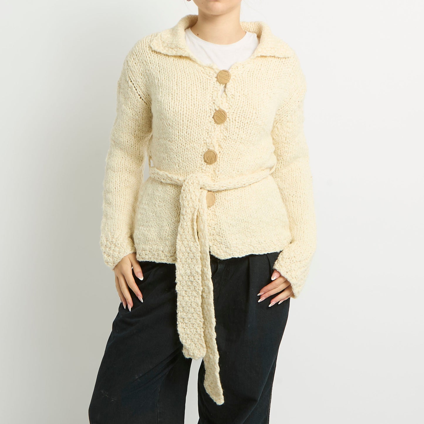 Chunky Knit Large Button Cardigan - UK 10