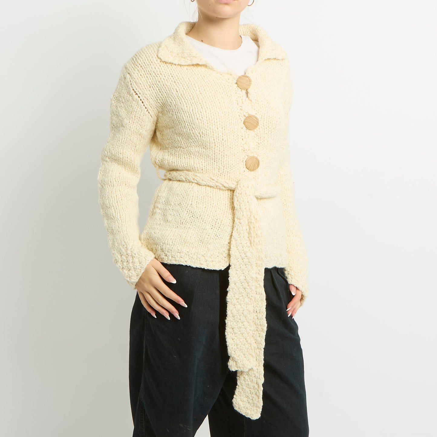 Chunky Knit Large Button Cardigan - UK 10