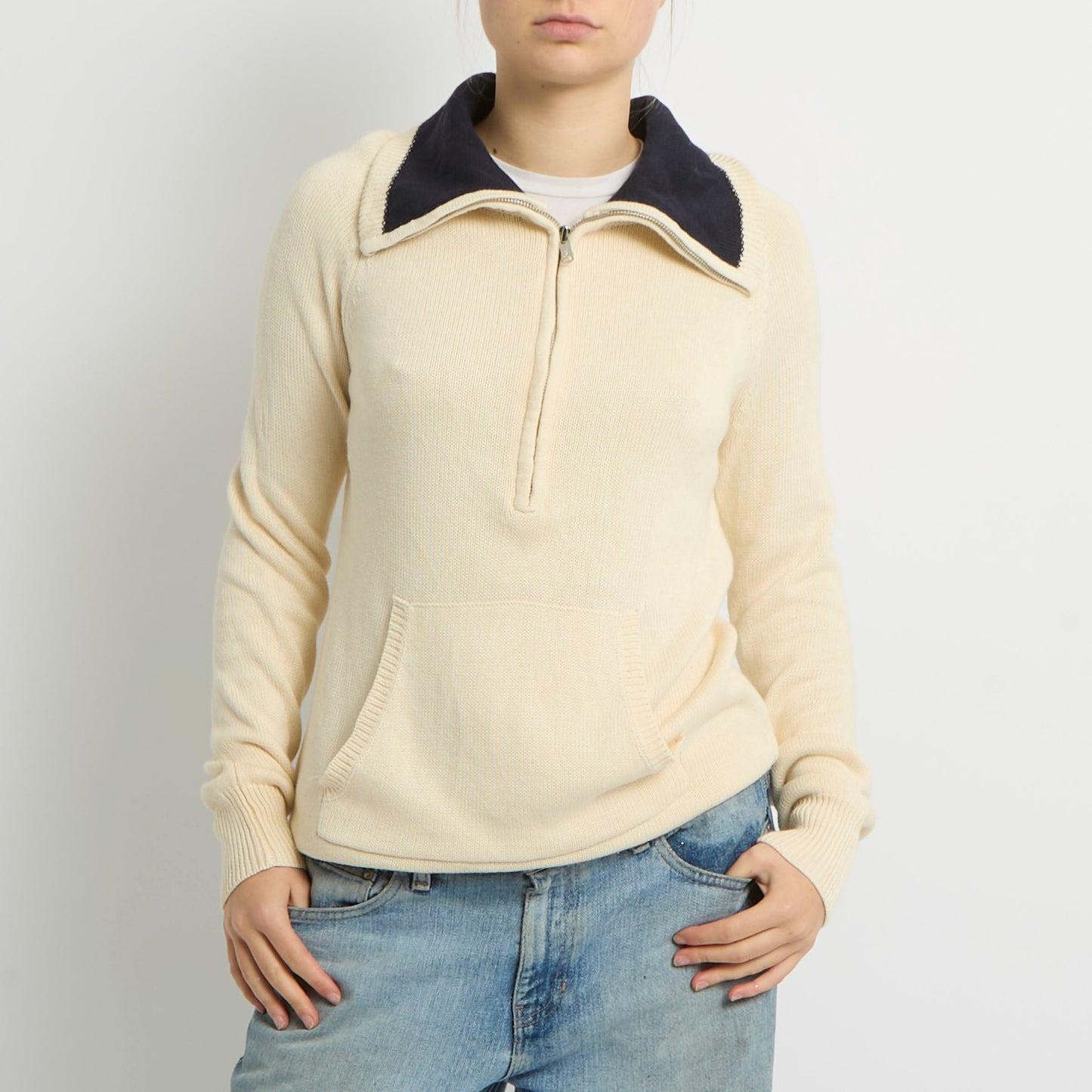 Ralph Lauren Quarter Zip Knitted Jumper - UK 10