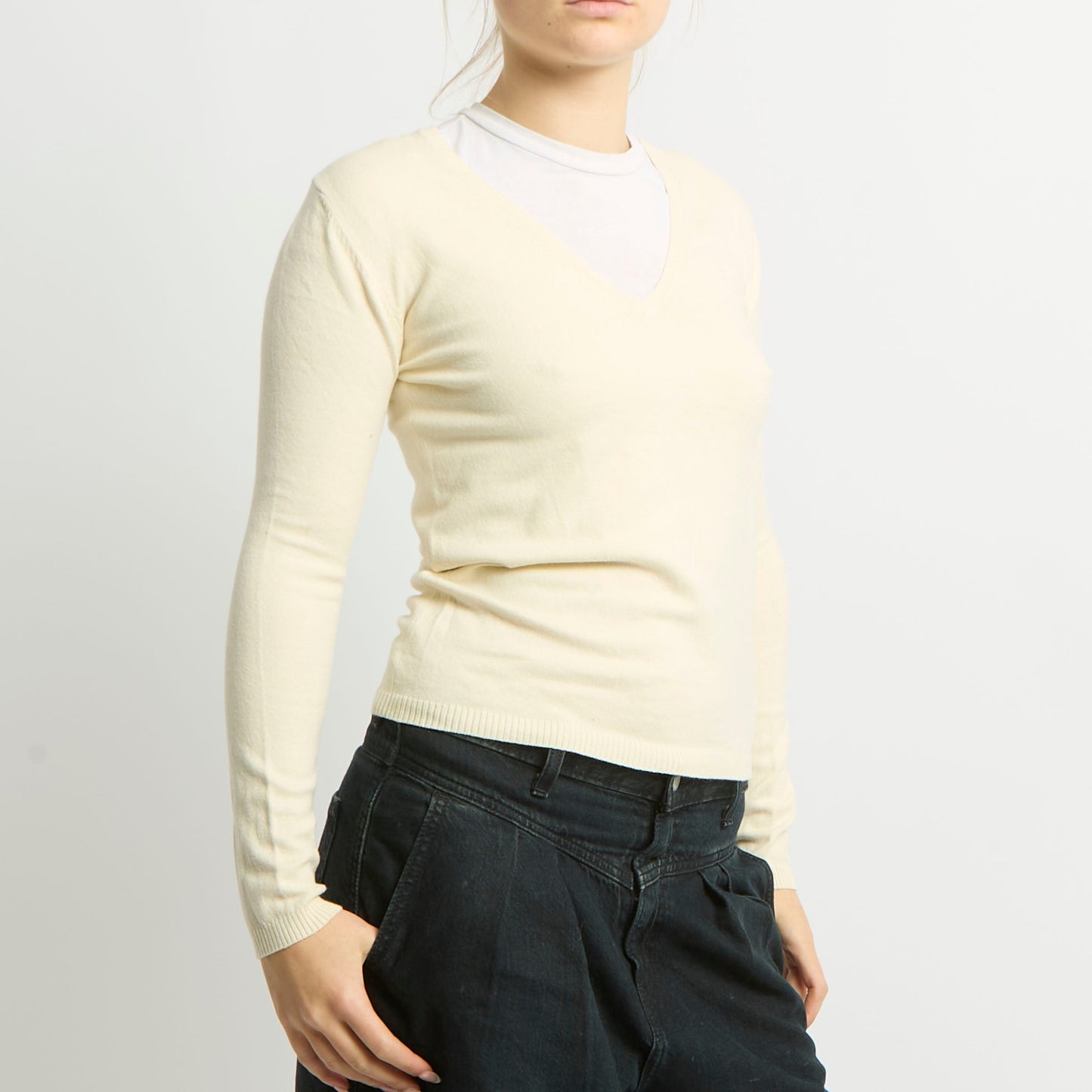 Fine Knit V Neck Sweater - UK 10