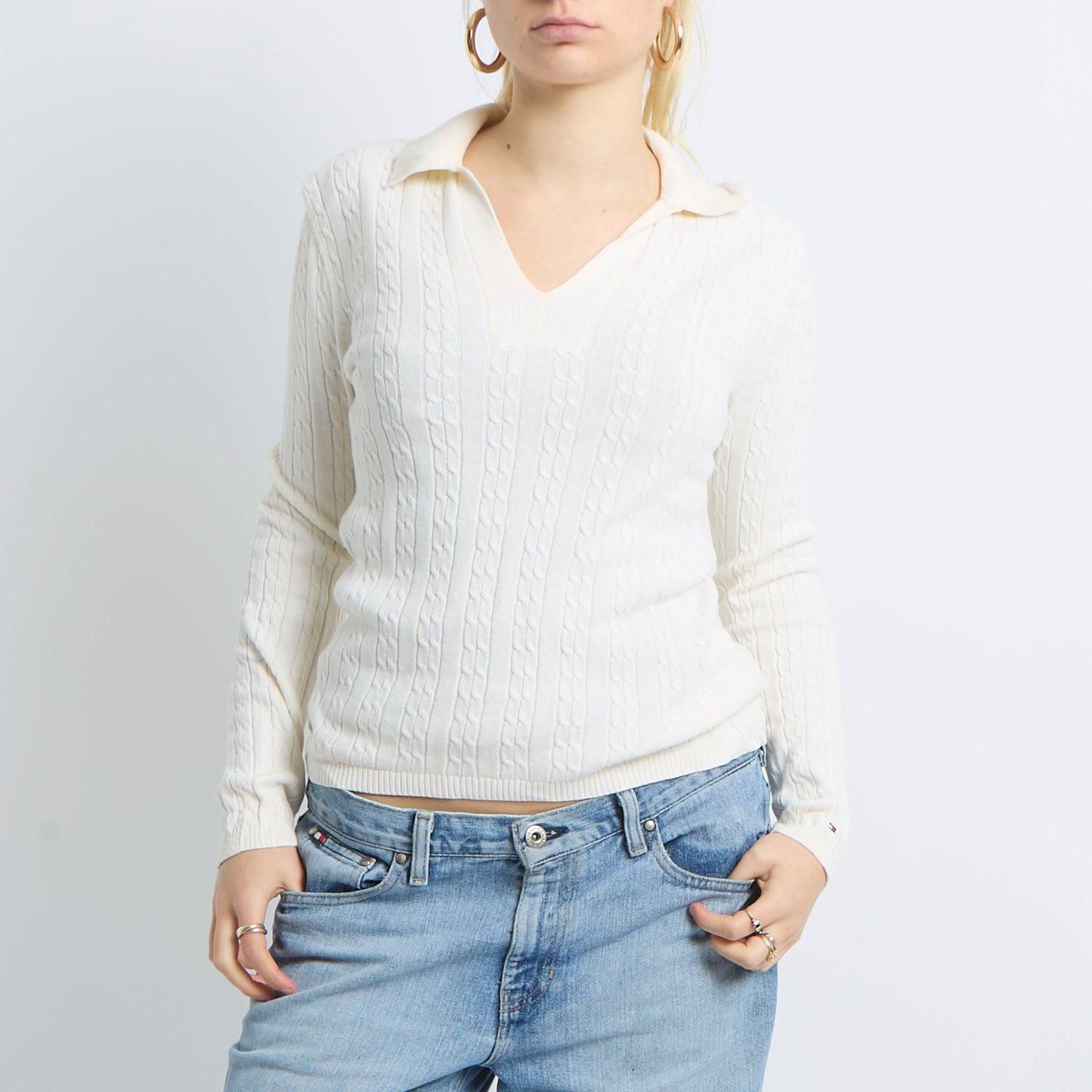 Cable Knit Collared Sweater - UK 10