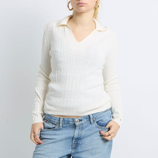 Cable Knit Collared Sweater - UK 10