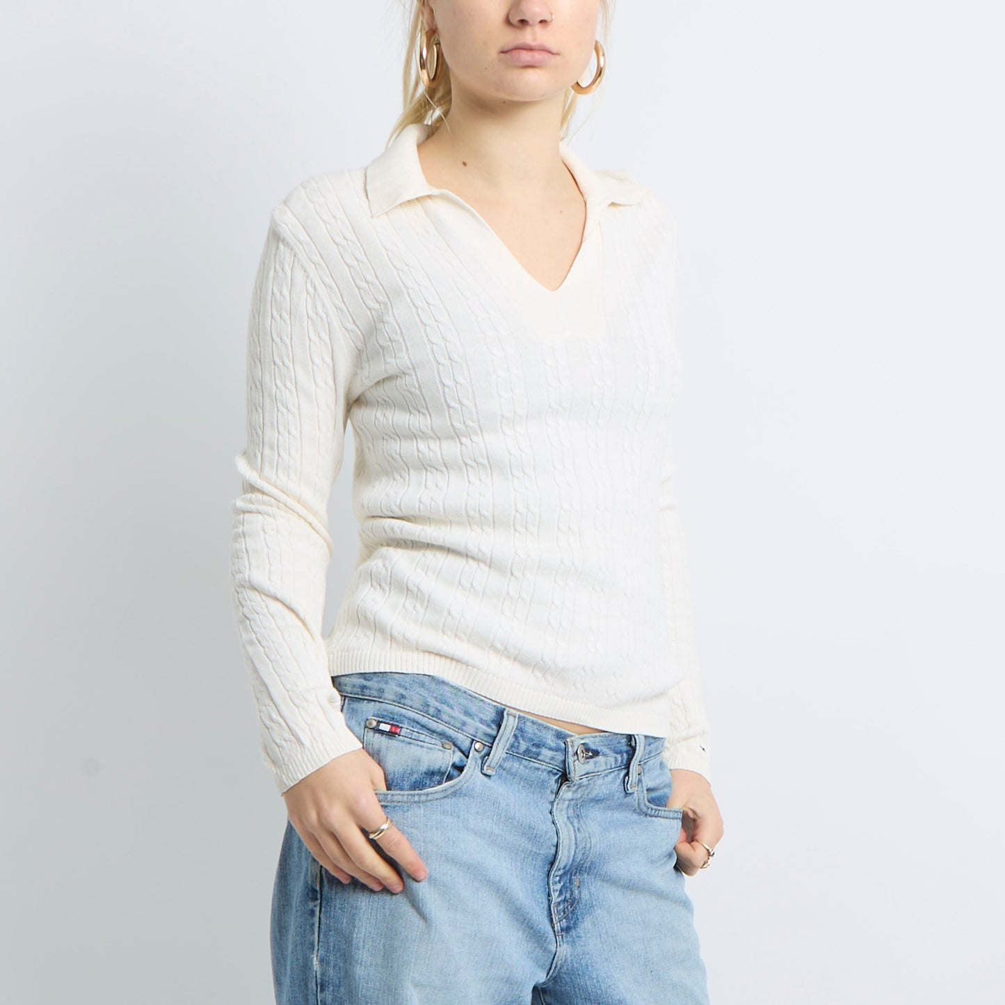 Cable Knit Collared Sweater - UK 10