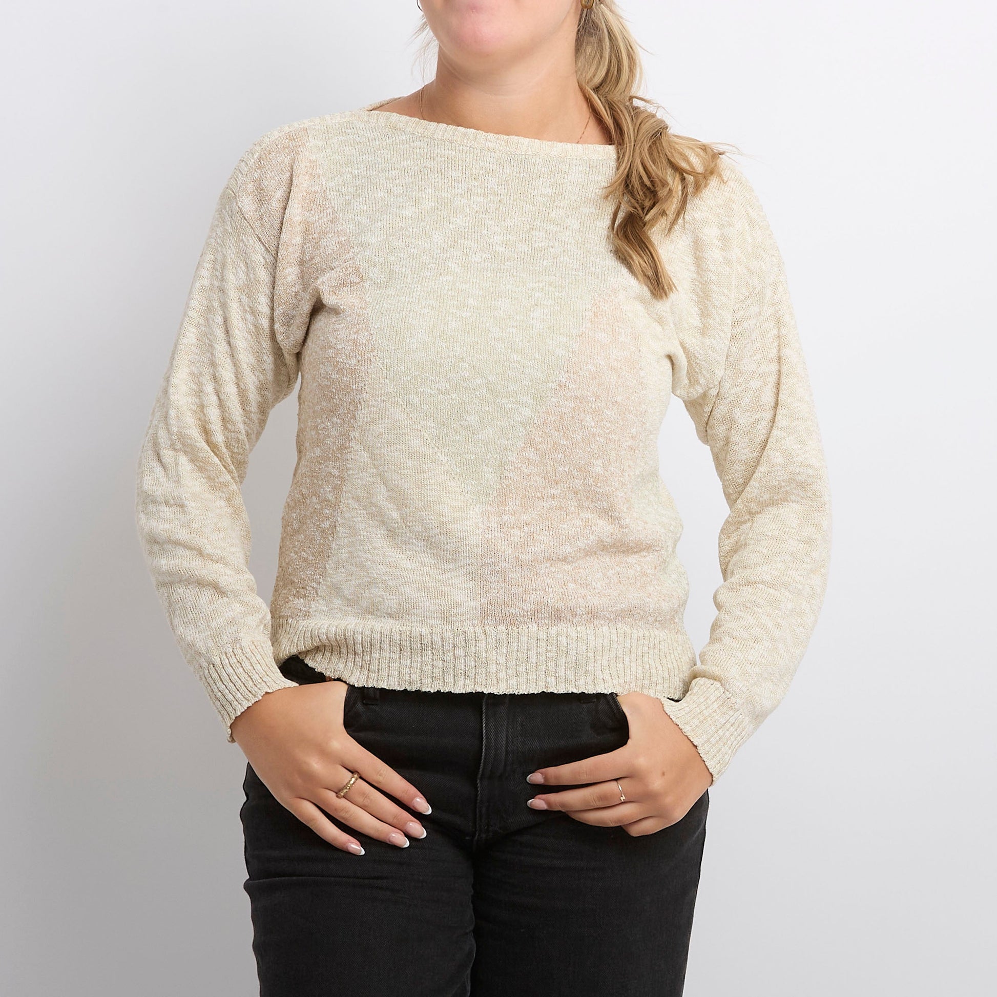 Fine Knit Wide Neck Sweater - UK 10