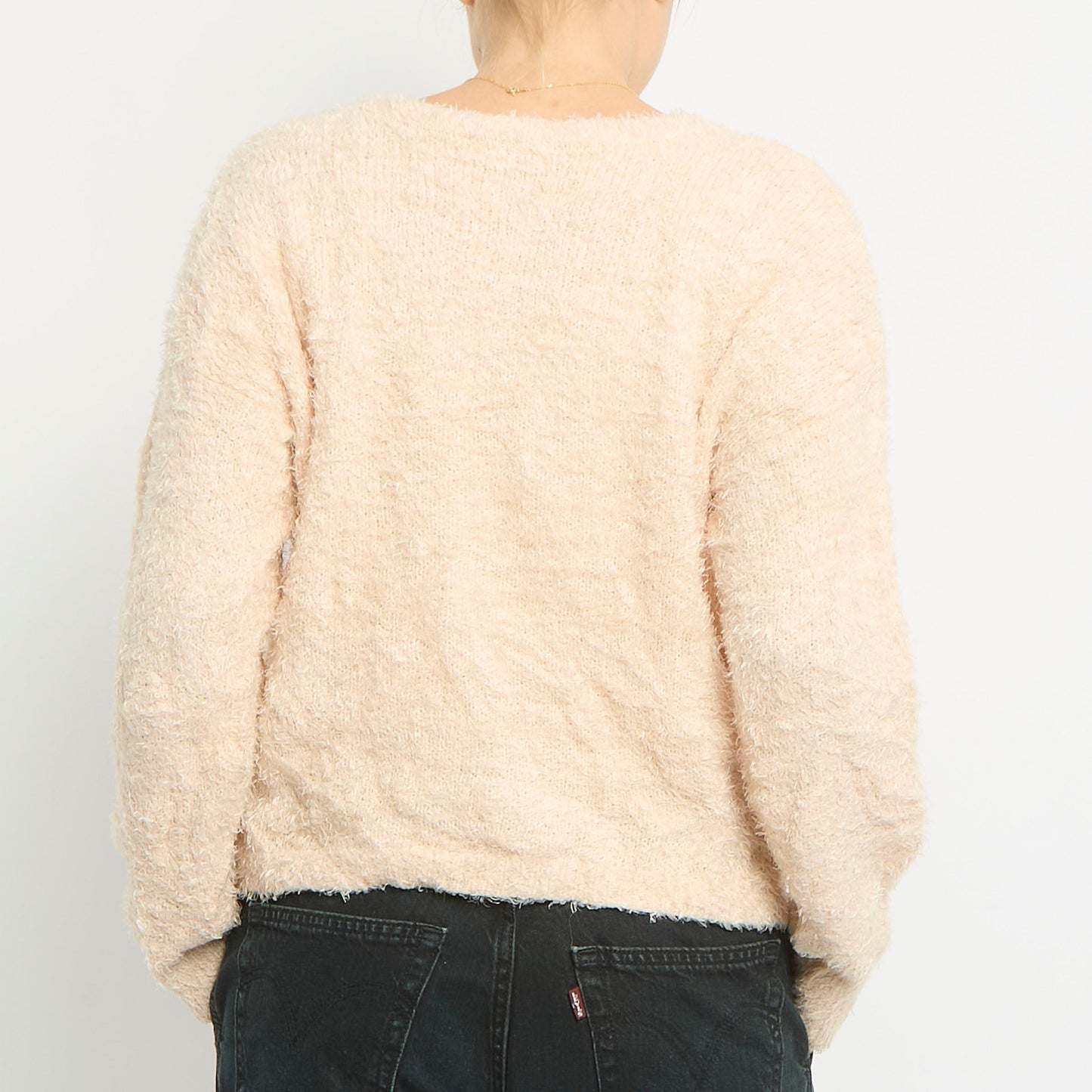 Fluffy Knit Round Neck Sweatshirt-UK 10