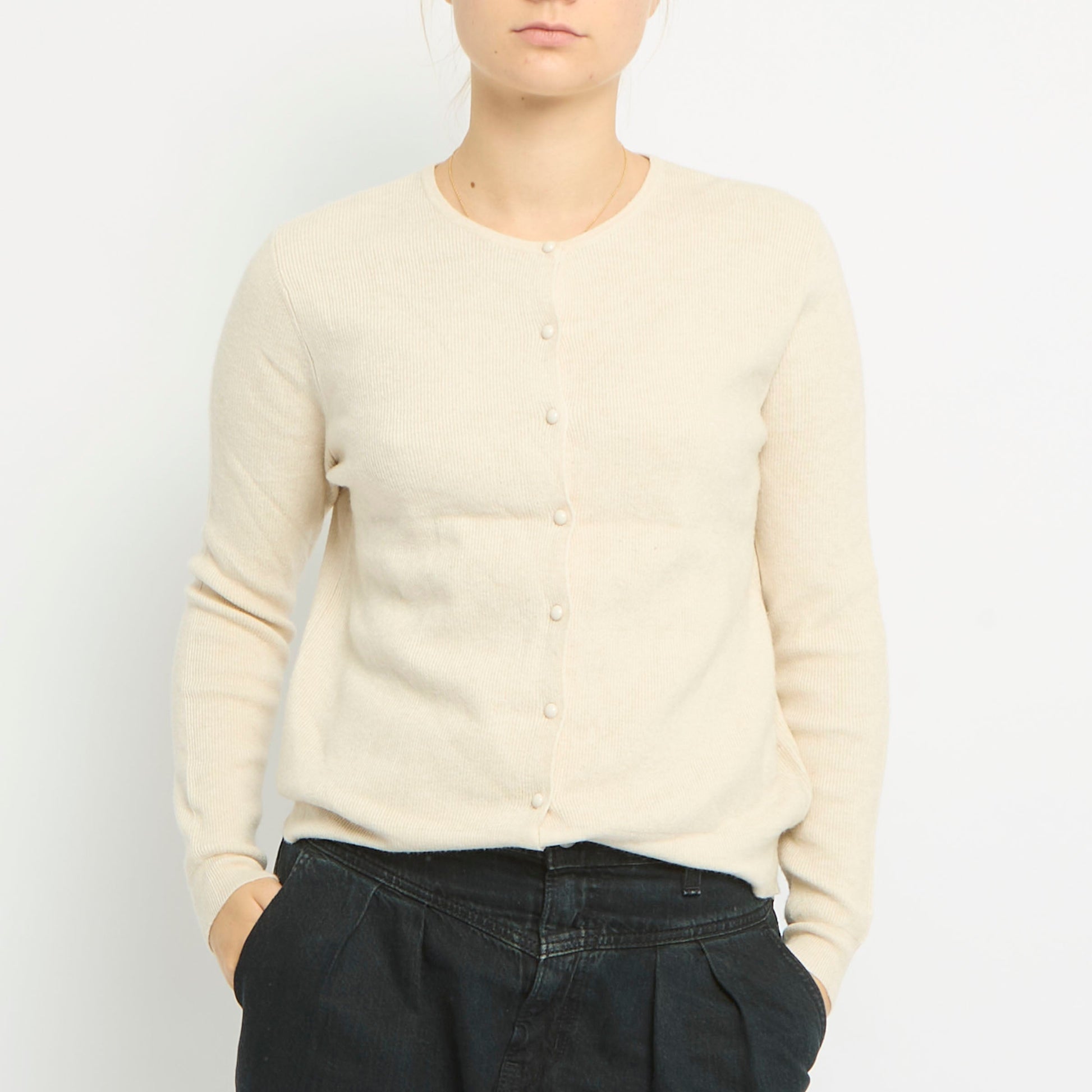 Elasticated Button Detail Knitted Cardigan- UK 10