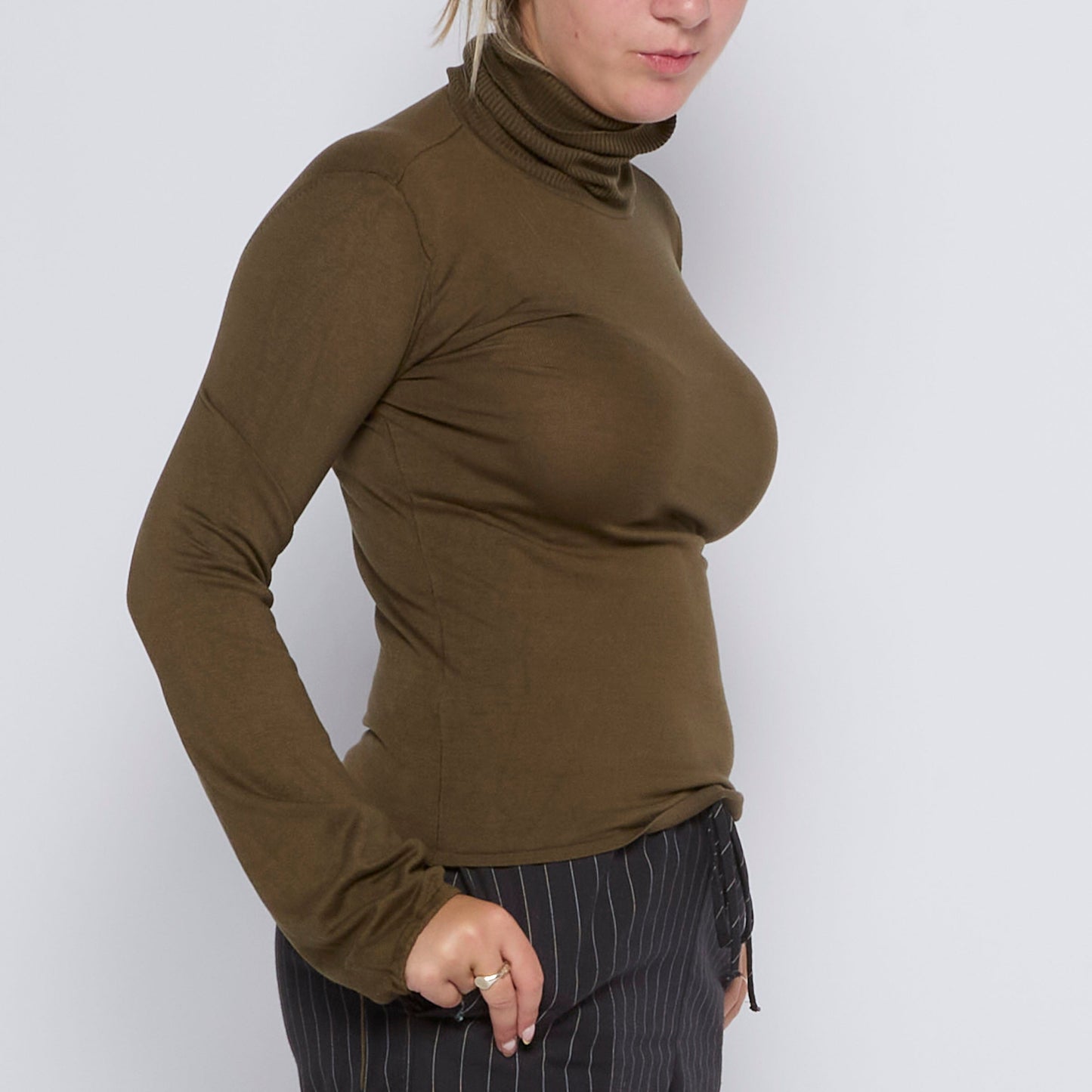 Fine Knit Roll Neck Long-Sleeve Top - UK 10