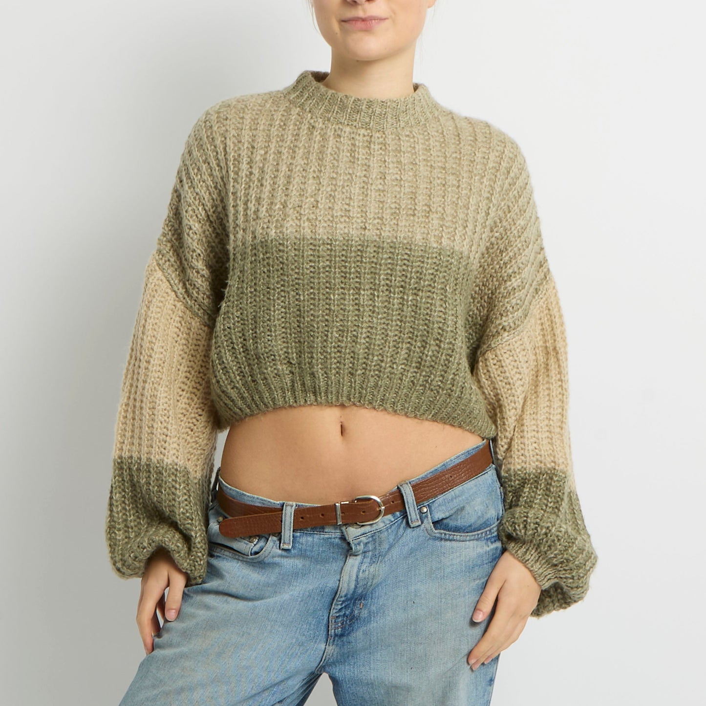 Batwing Sleeve Knit Crop Jumper - UK  10