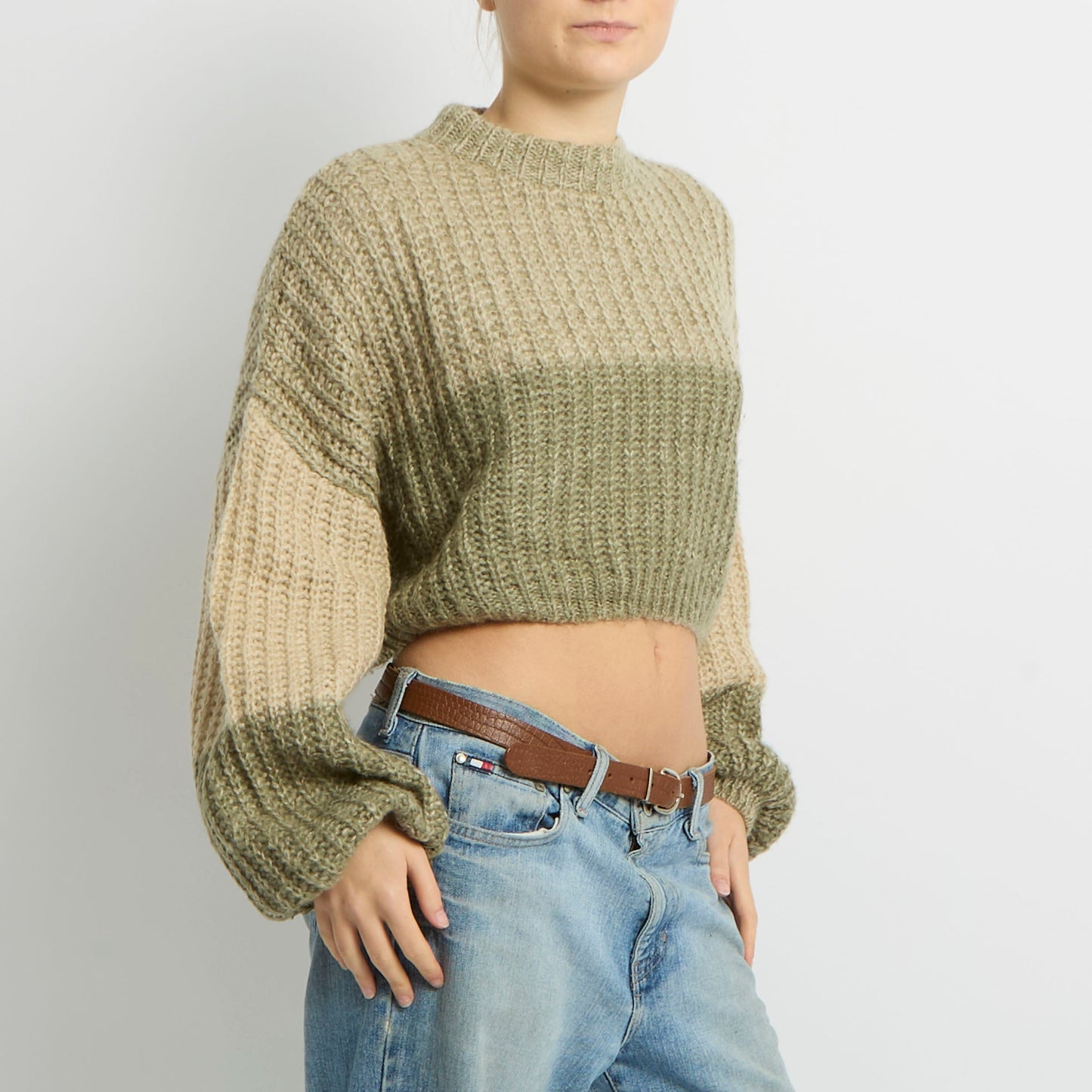 Batwing Sleeve Knit Crop Jumper - UK  10