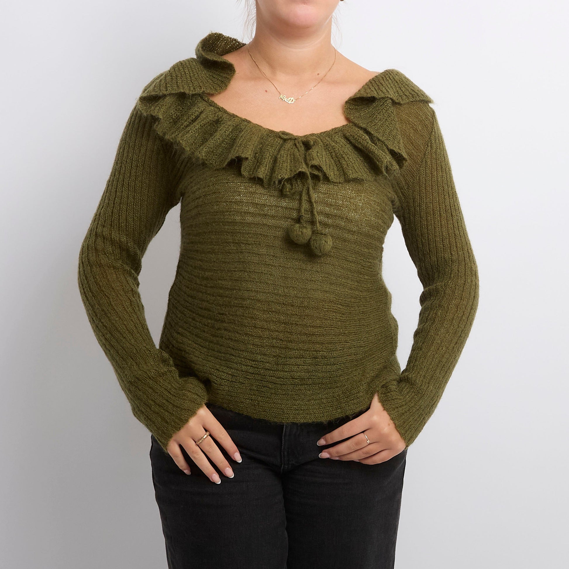 Frill Detail Knitted Top - UK 10