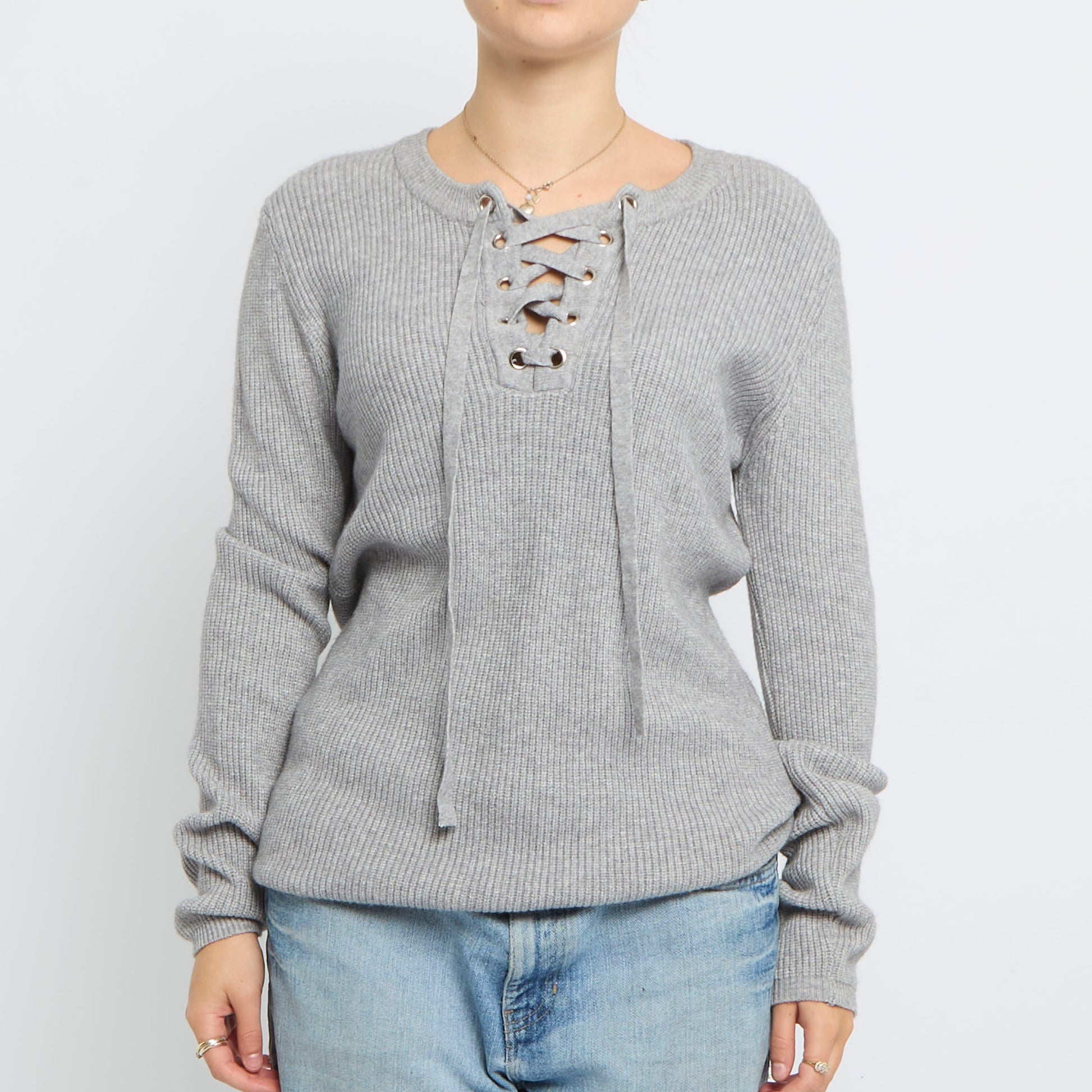 Front Lace Heavy Knit Sweater - UK 10