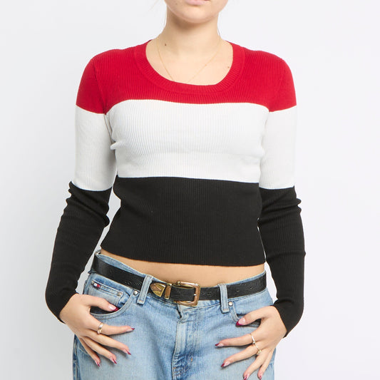 Three Tone Stripe Knit Top - UK 10