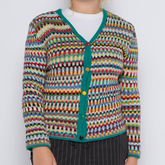 Multicoloured Button-Up Cardigan - UK 10