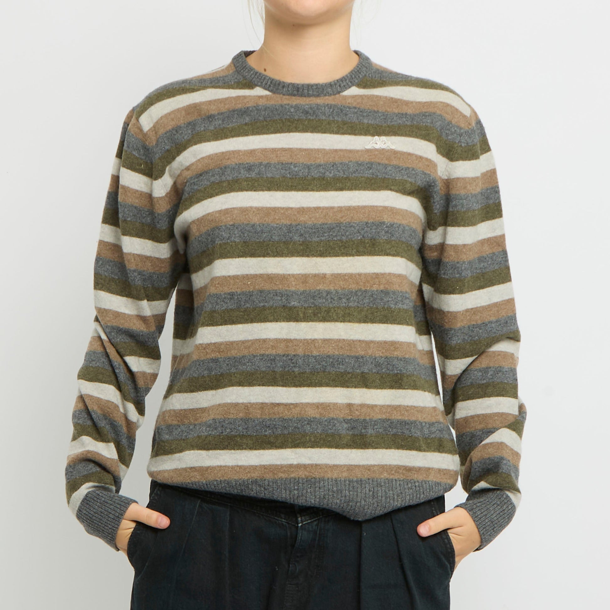 Kappa Crewneck Striped Fine Knit Sweater - UK 10