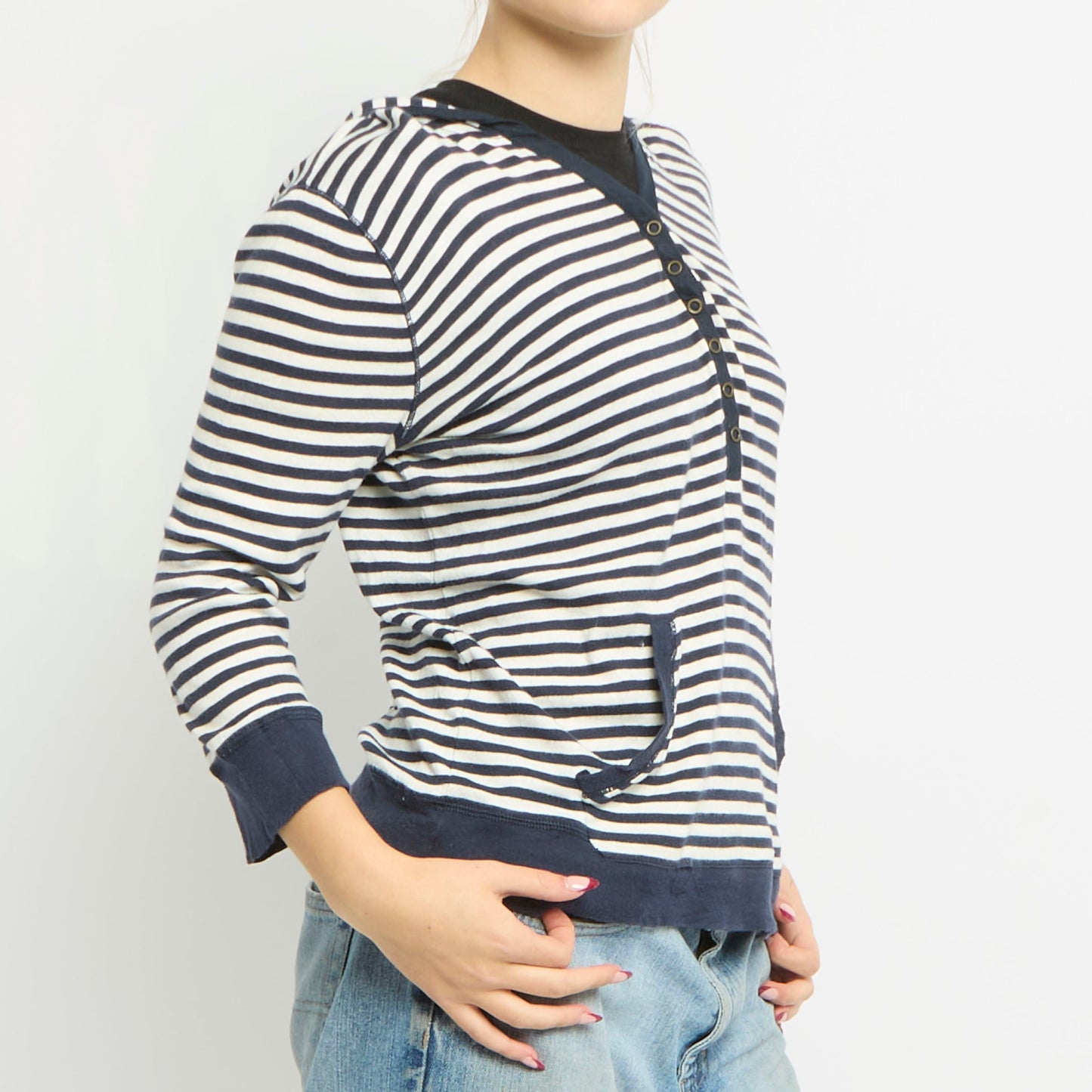 Ralph Lauren Button Up Stripe Top - UK 10