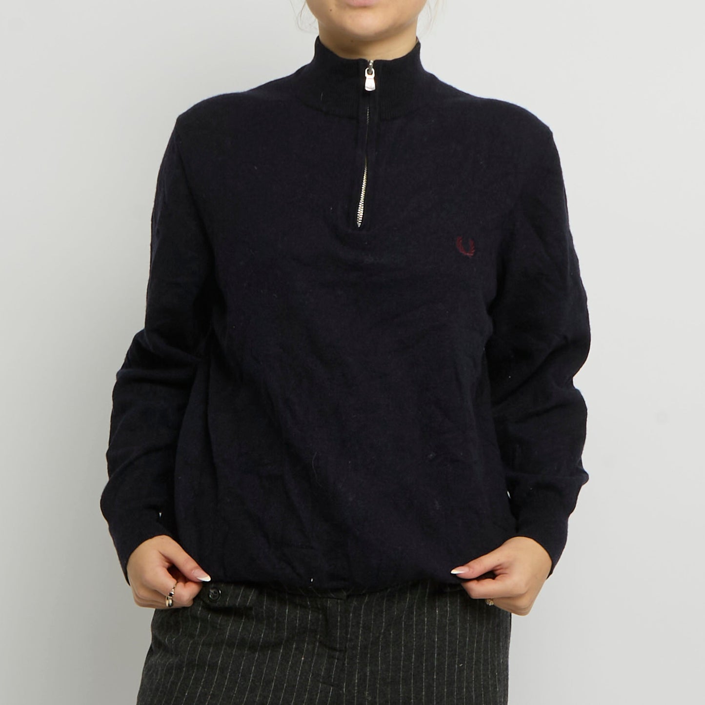 Fred Perry Quarter Zip Wool Jumper - UK 10