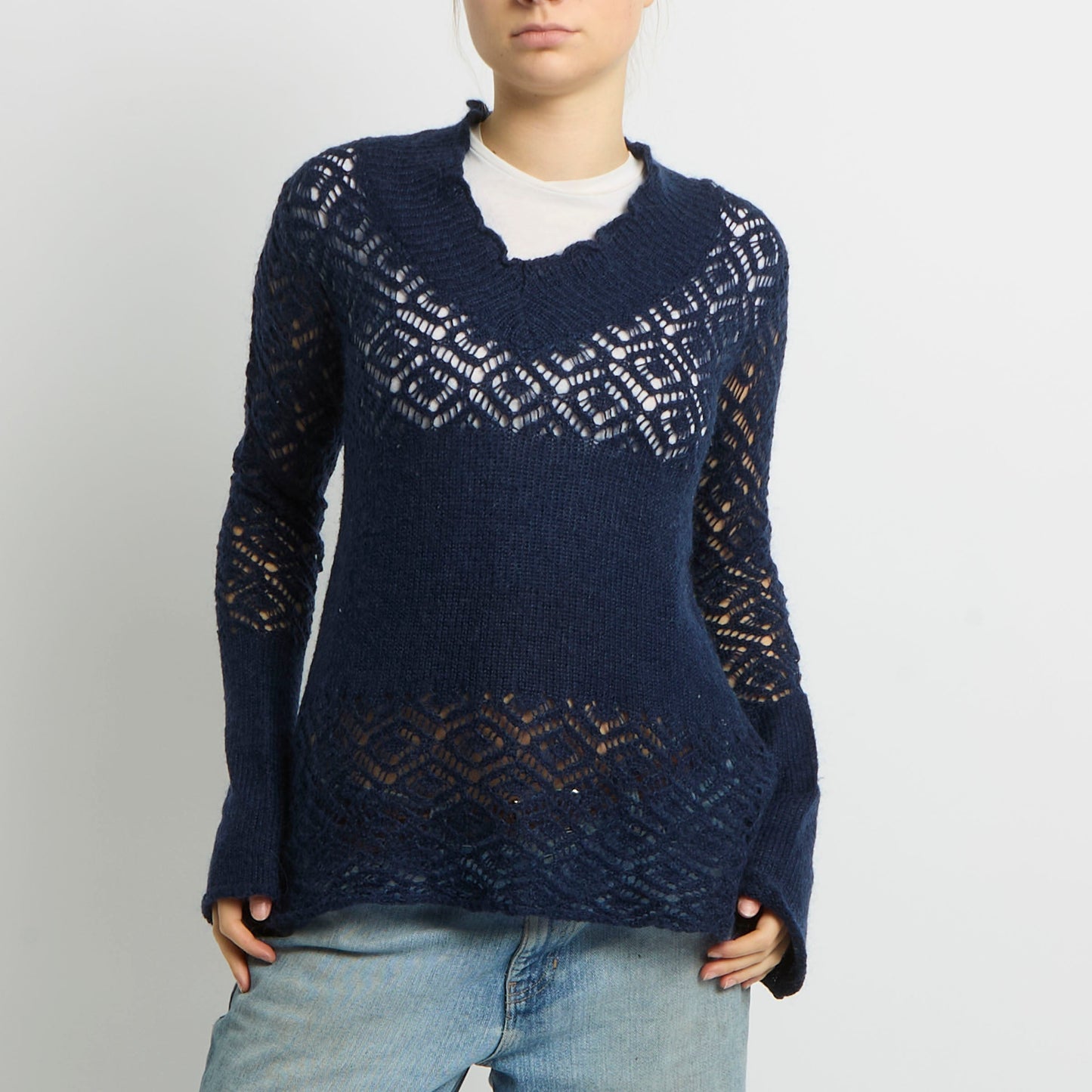 Crochet Knit Lightweight Jumper - UK 10