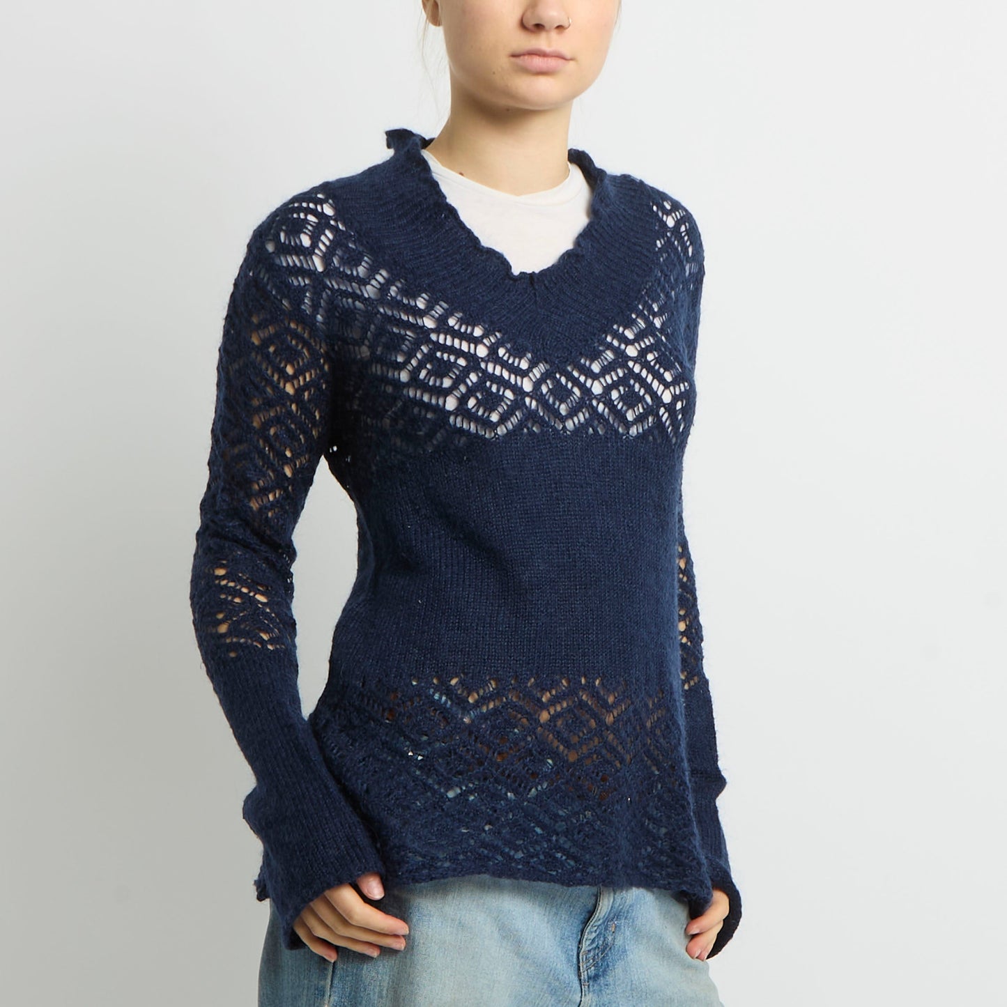 Crochet Knit Lightweight Jumper - UK 10