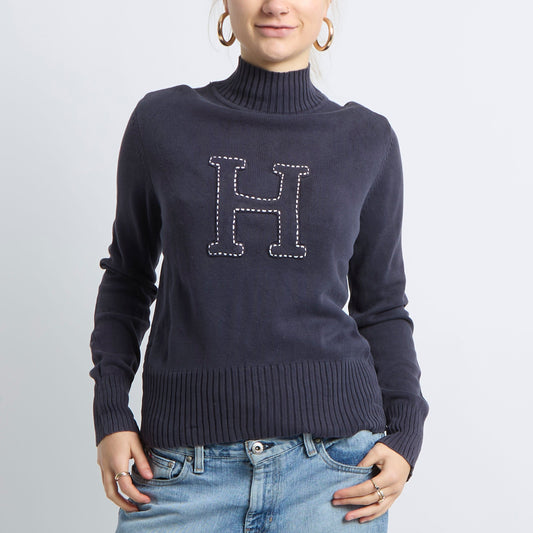 Logo Detail Chunky Knit Sweater - UK 10