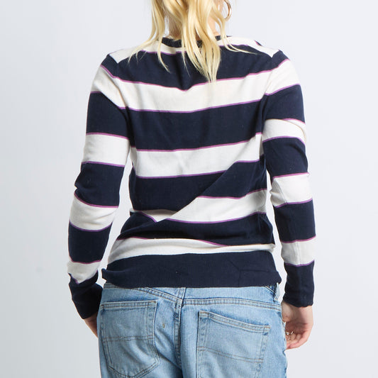 V-Neck Stripe Sweatshirt - UK 10