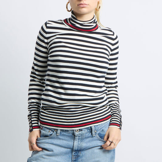 Stripe Polo Neck Sweater - UK 10