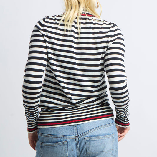 Stripe Polo Neck Sweater - UK 10