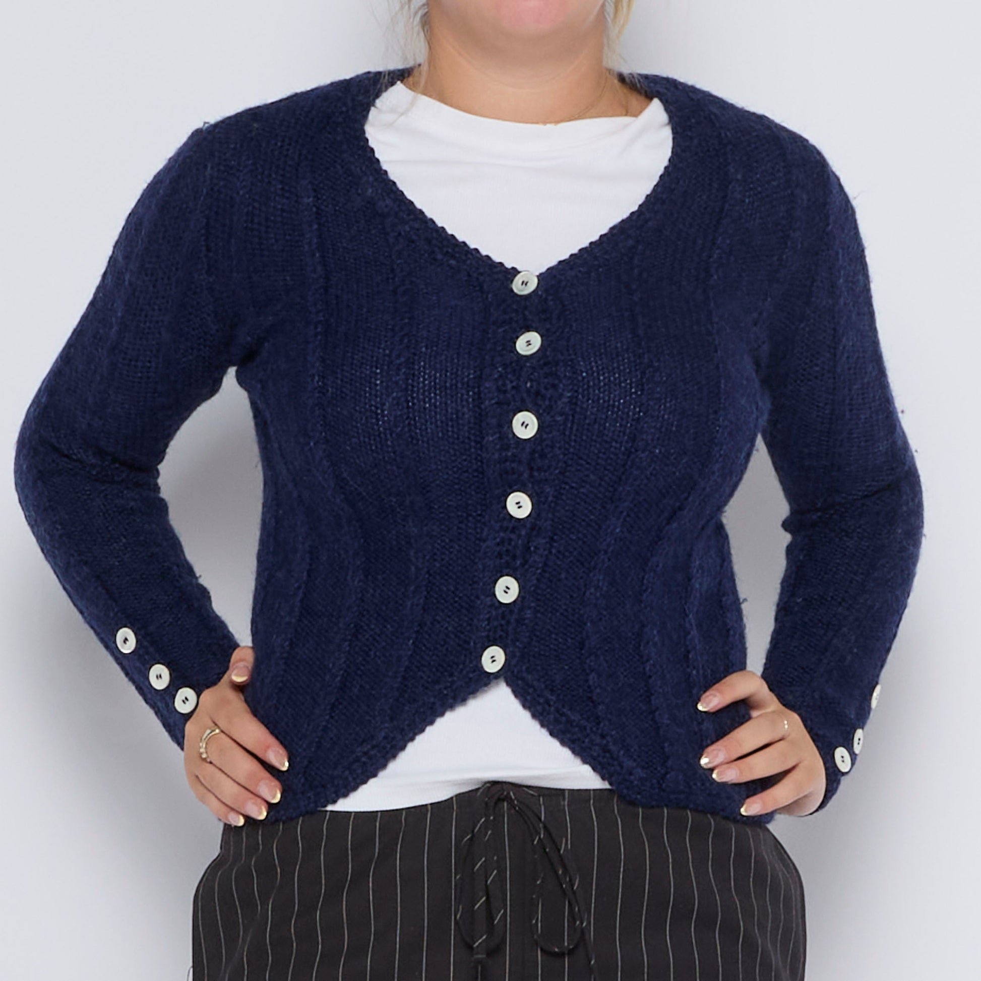 Buttoned Heavy Knit Cardigan - UK 10