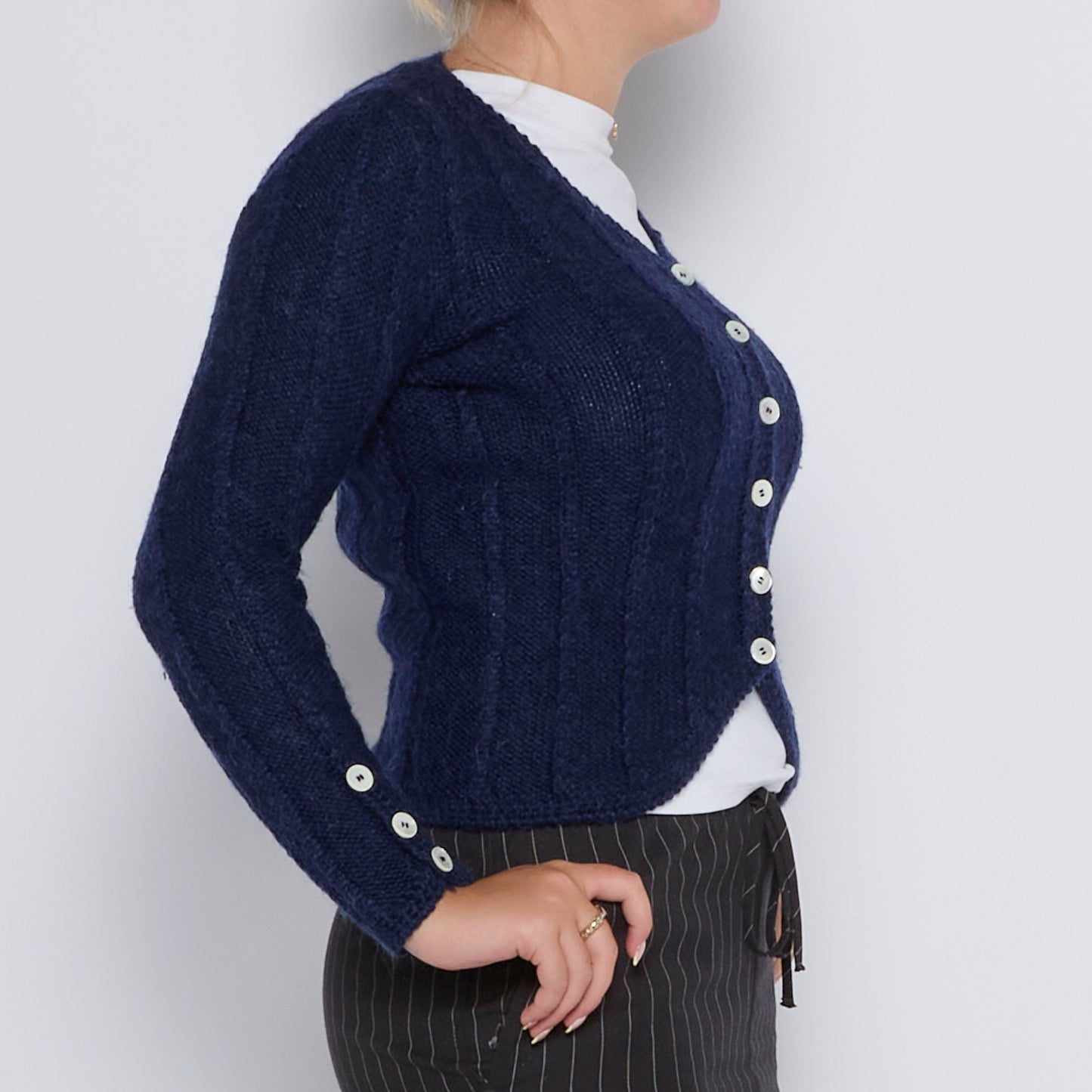 Buttoned Heavy Knit Cardigan - UK 10