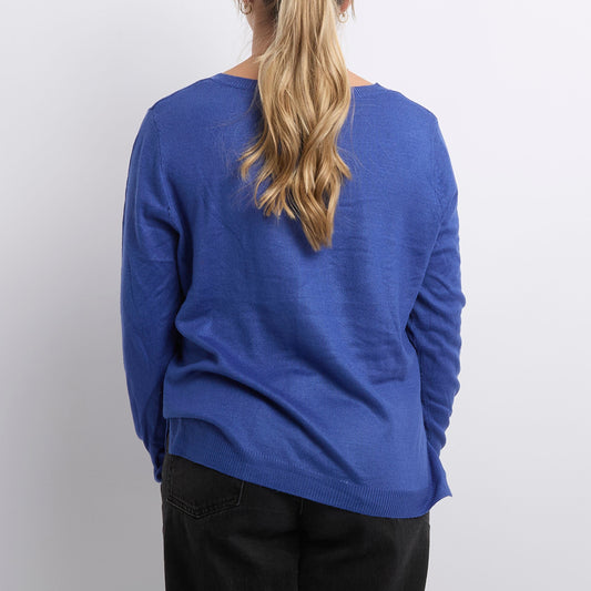 V-Neck Fine Knit Sweater - UK 10