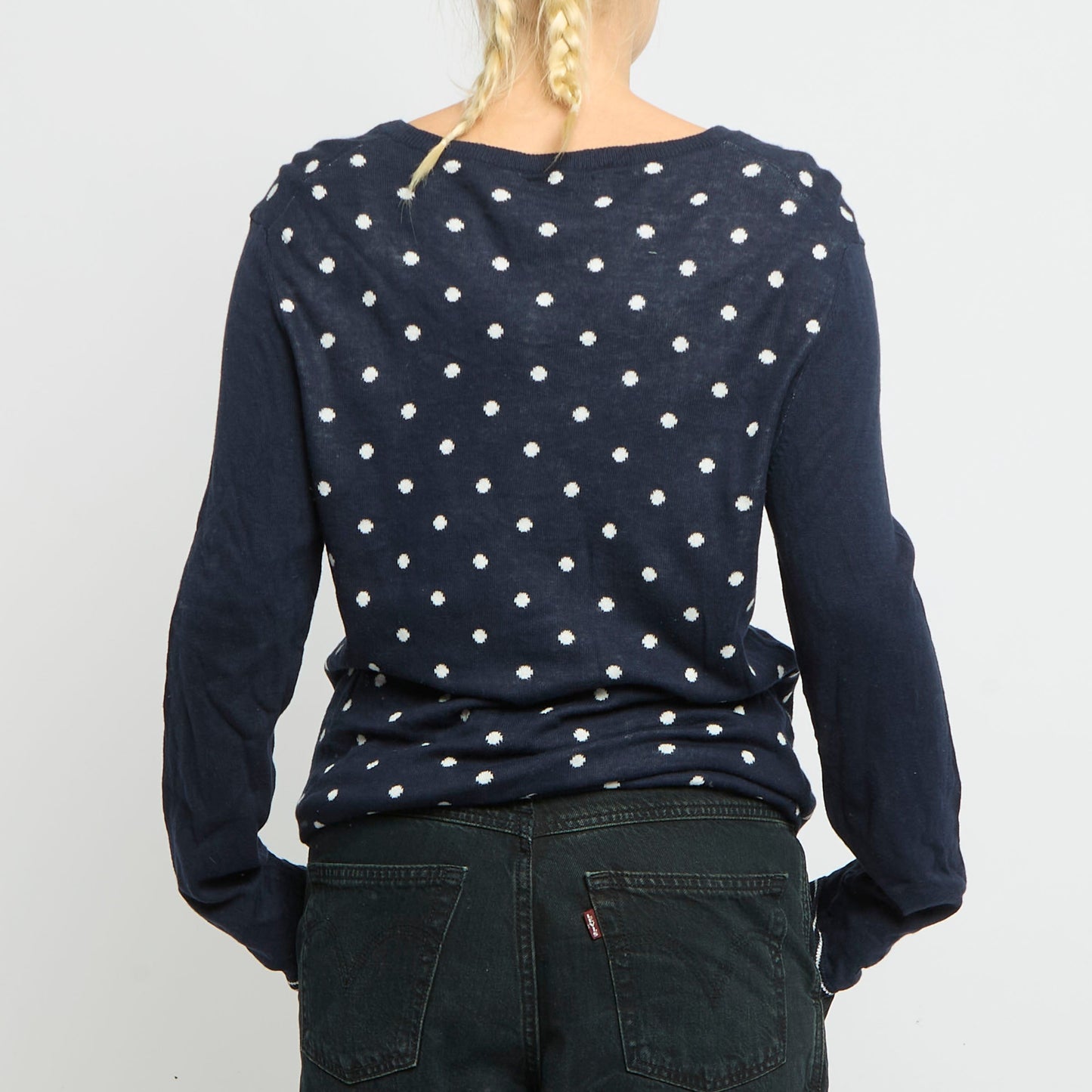 Tommy Hilfiger Polka Dot V-Neck Knitted Sweatshirt-UK 10