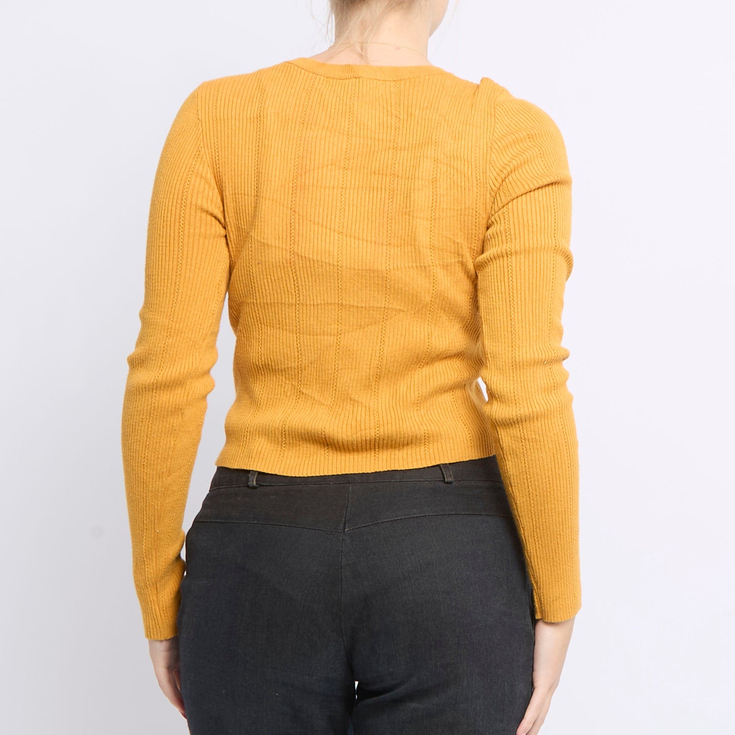 Ribbed Fine Knit Crewneck Top - UK 10