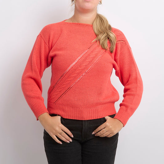 Cableknit Wide Neck Sweater - UK 10